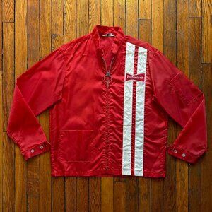Vintage Swingster Jackets Budweiser Racing Jacket Men Medium Red White Embroider